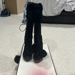 Wedge Coach boots with fur size 8